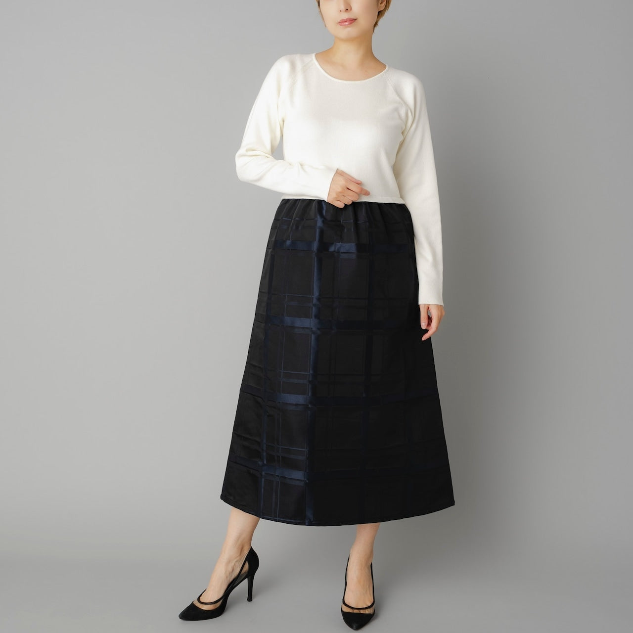 異素材使いニットワンピース / Brand:CONTRESSE