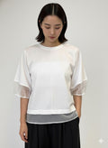 ドライタッチコットン シアーランタンスリーブTシャツ ｜ オフホワイト