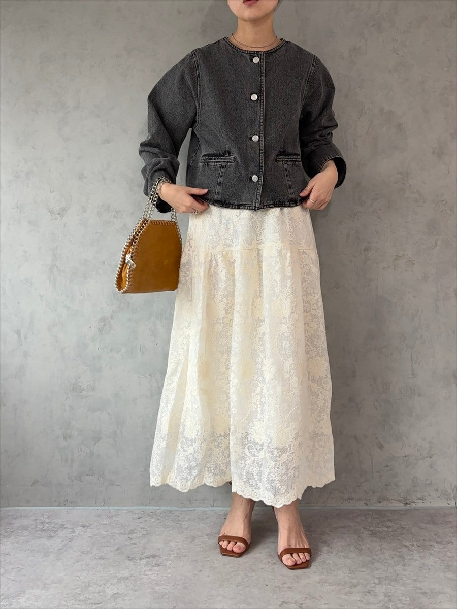 フリルレースロングスカート