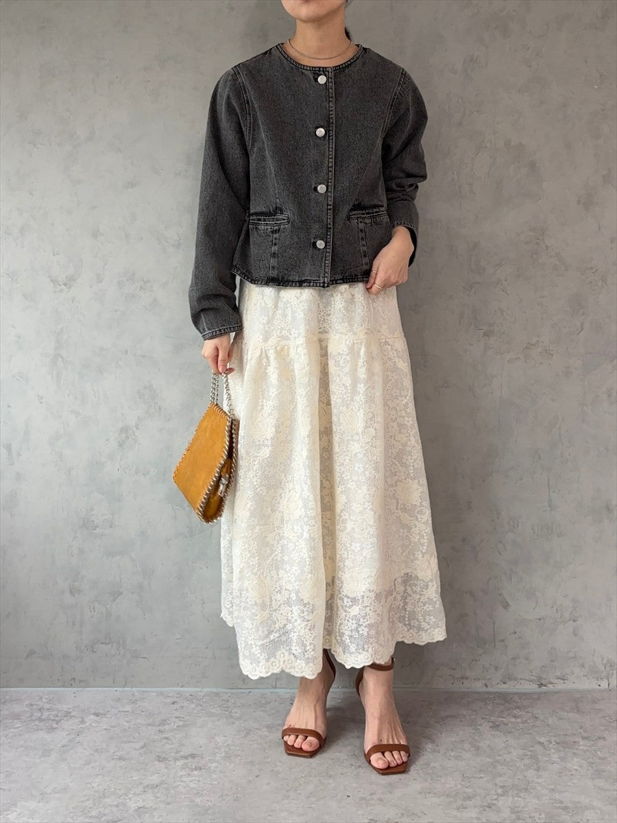 フリルレースロングスカート