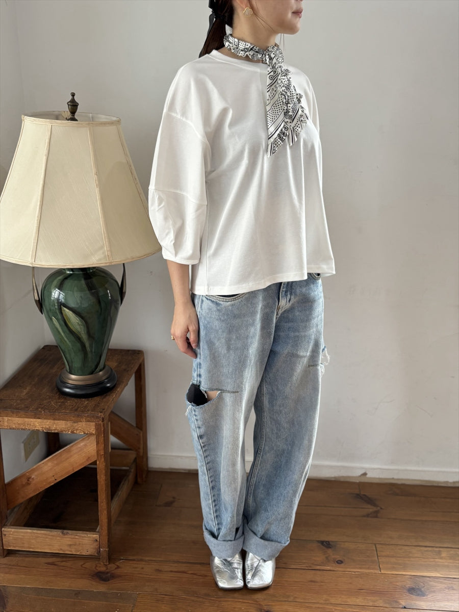 パフスリーブ5分袖Tシャツ