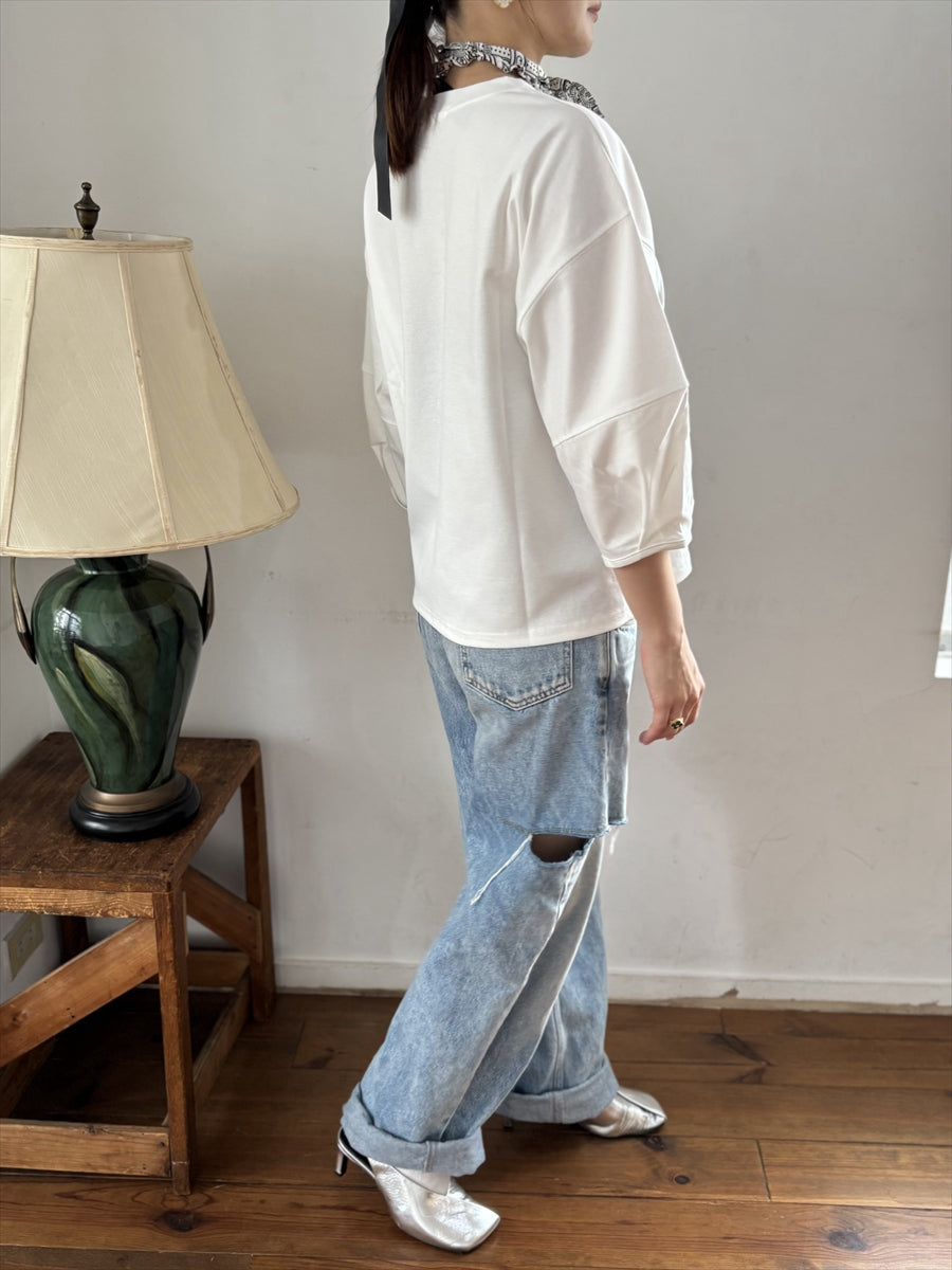 パフスリーブ5分袖Tシャツ