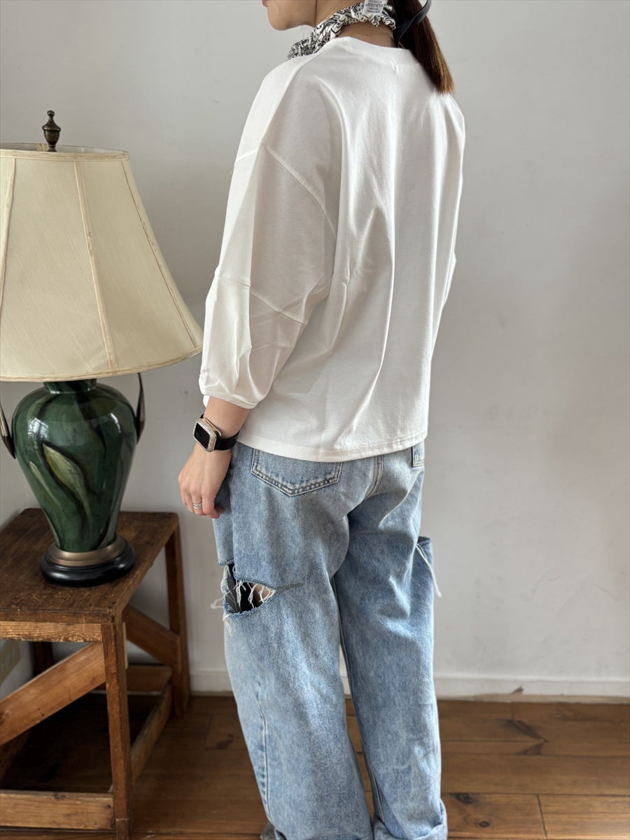 パフスリーブ5分袖Tシャツ