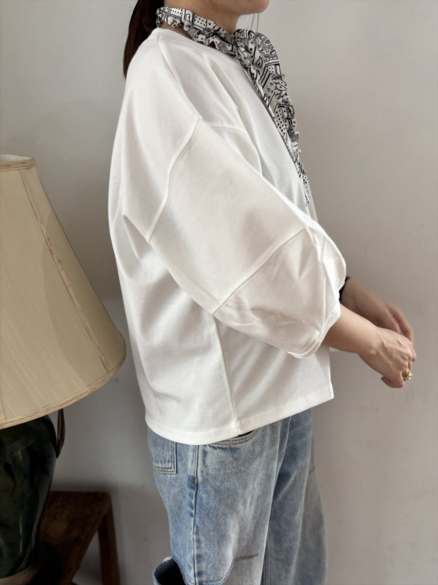 パフスリーブ5分袖Tシャツ