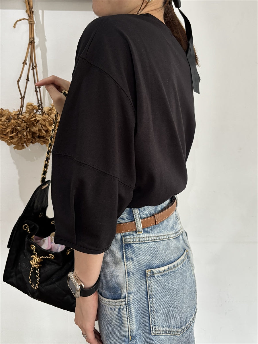 パフスリーブ5分袖Tシャツ