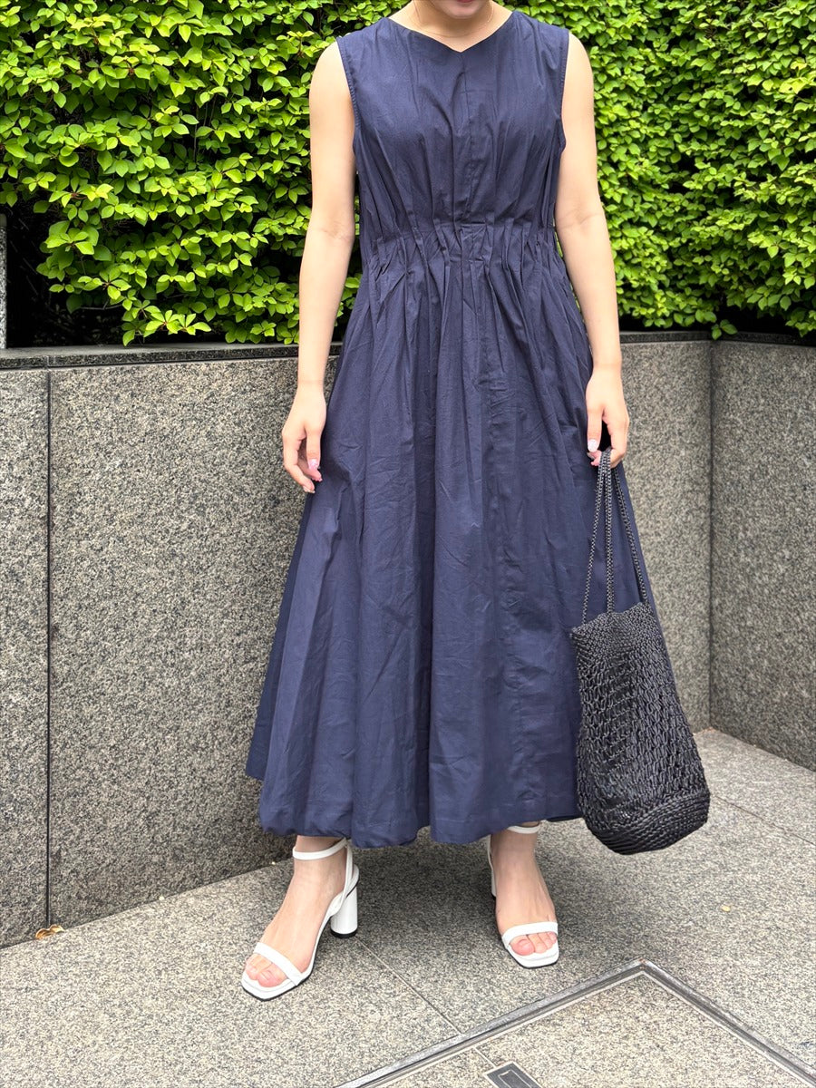 綿ブロードタックノースリワンピース