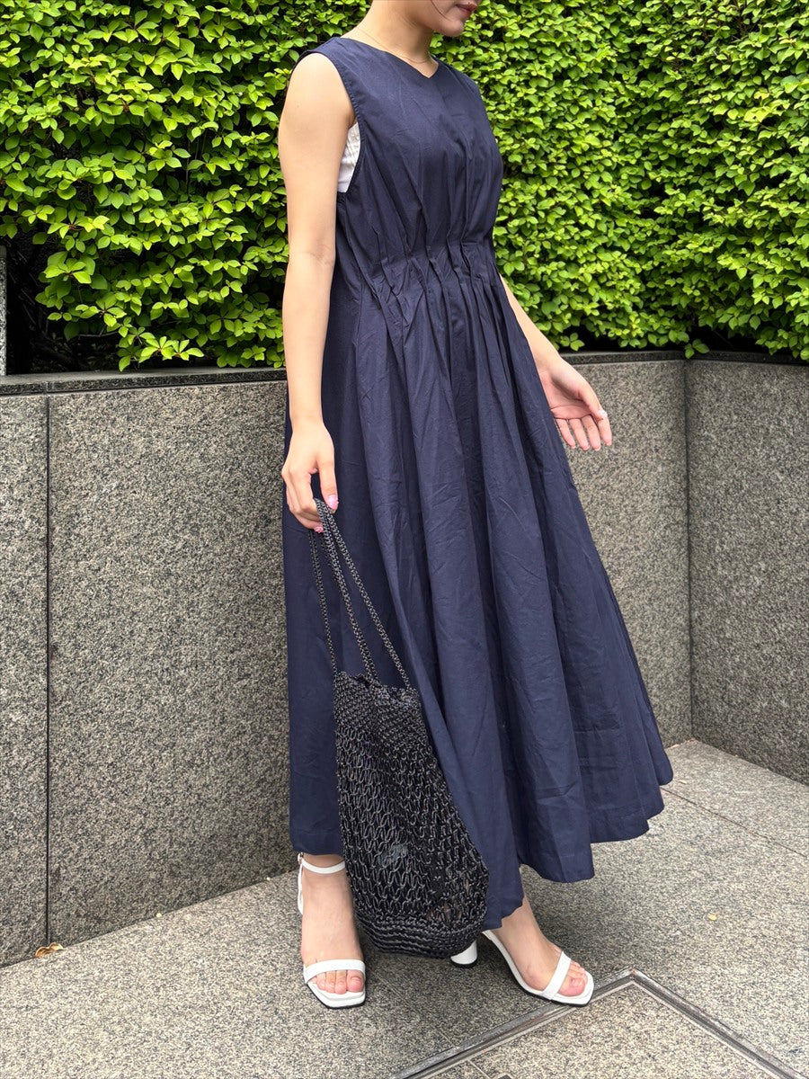 綿ブロードタックノースリワンピース