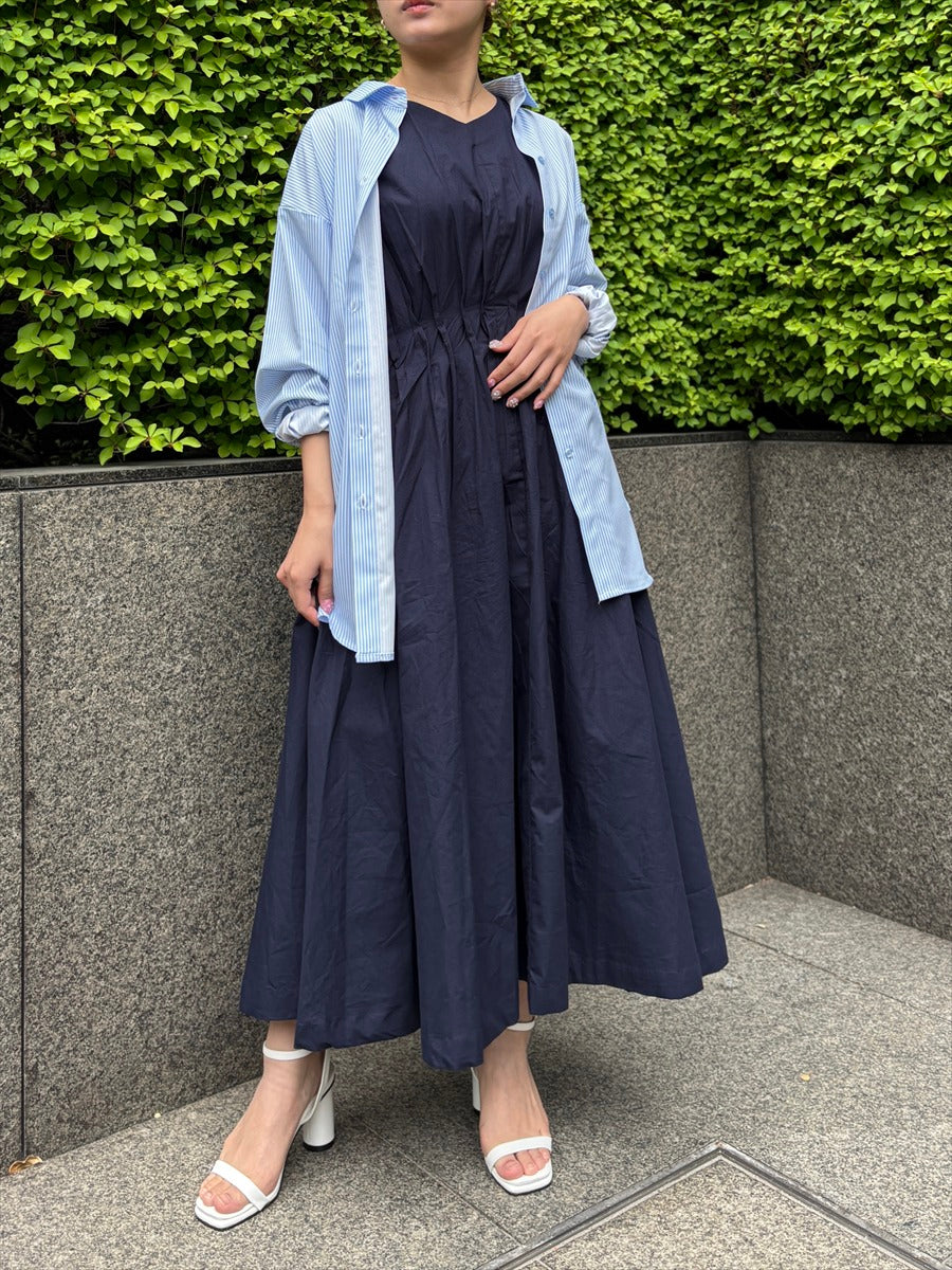 綿ブロードタックノースリワンピース