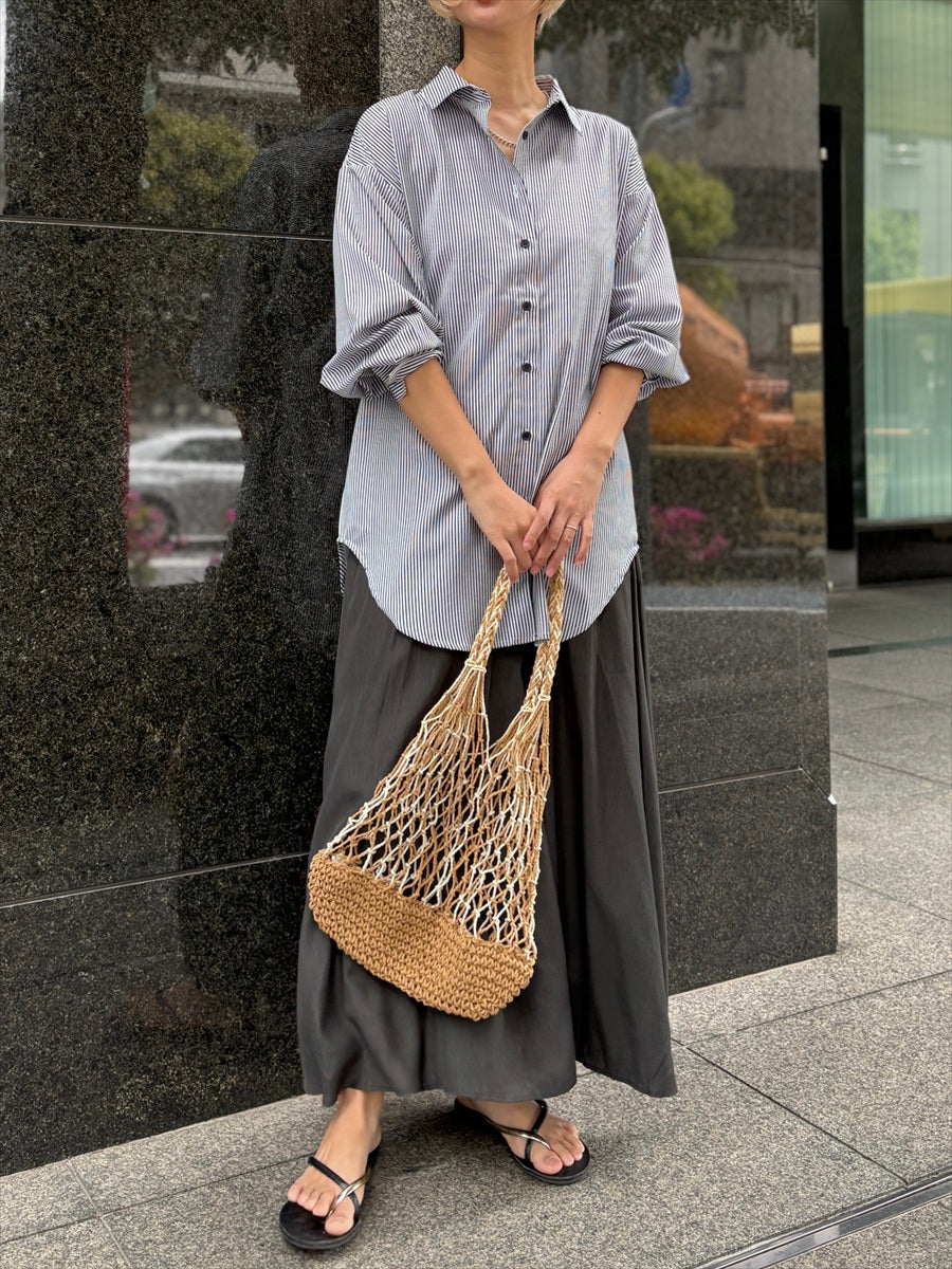 ストライプ柄シャツ　UVカット素材