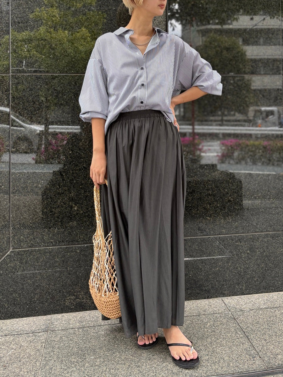 ストライプ柄シャツ　UVカット素材
