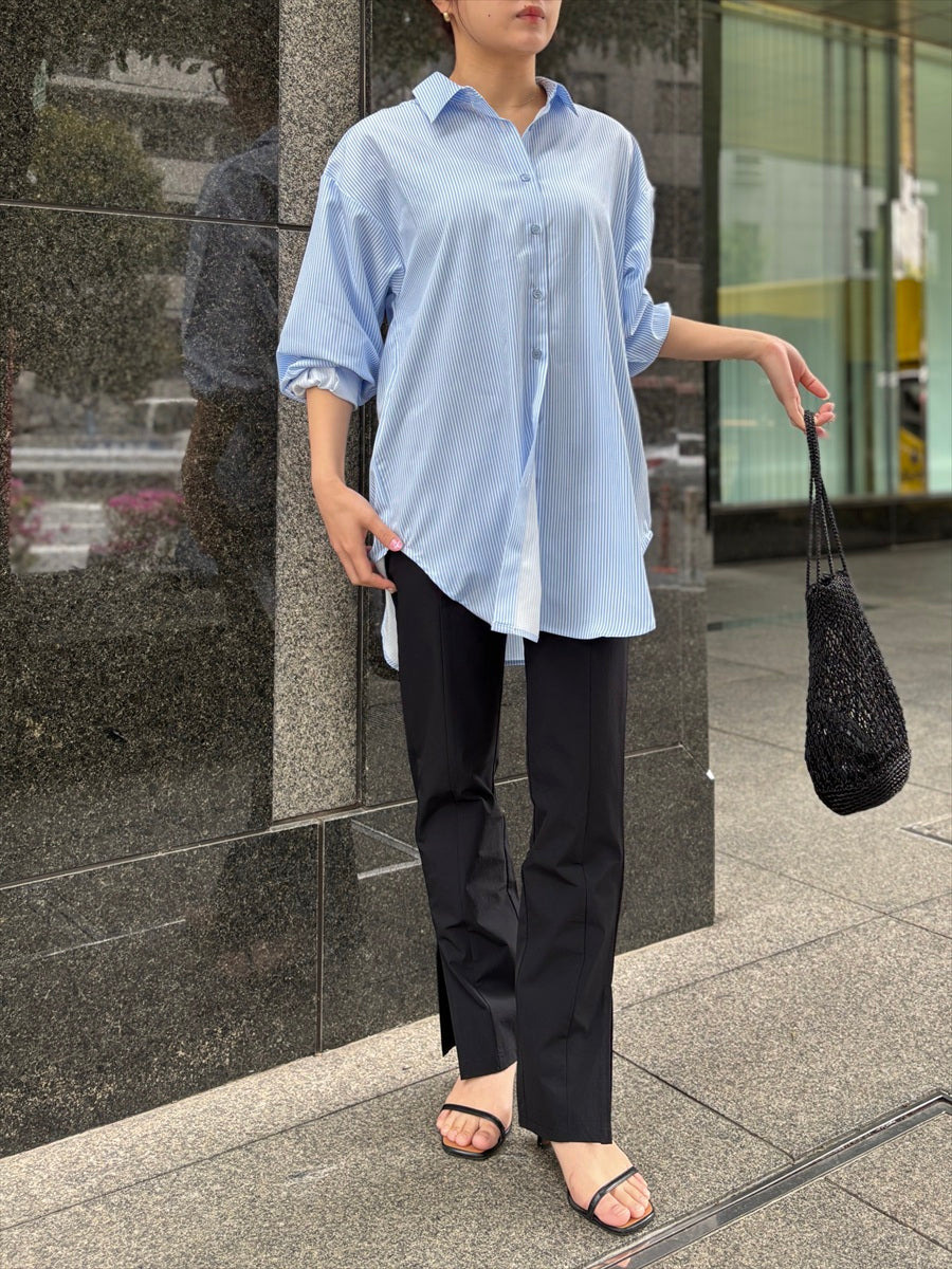 ストライプ柄シャツ　UVカット素材