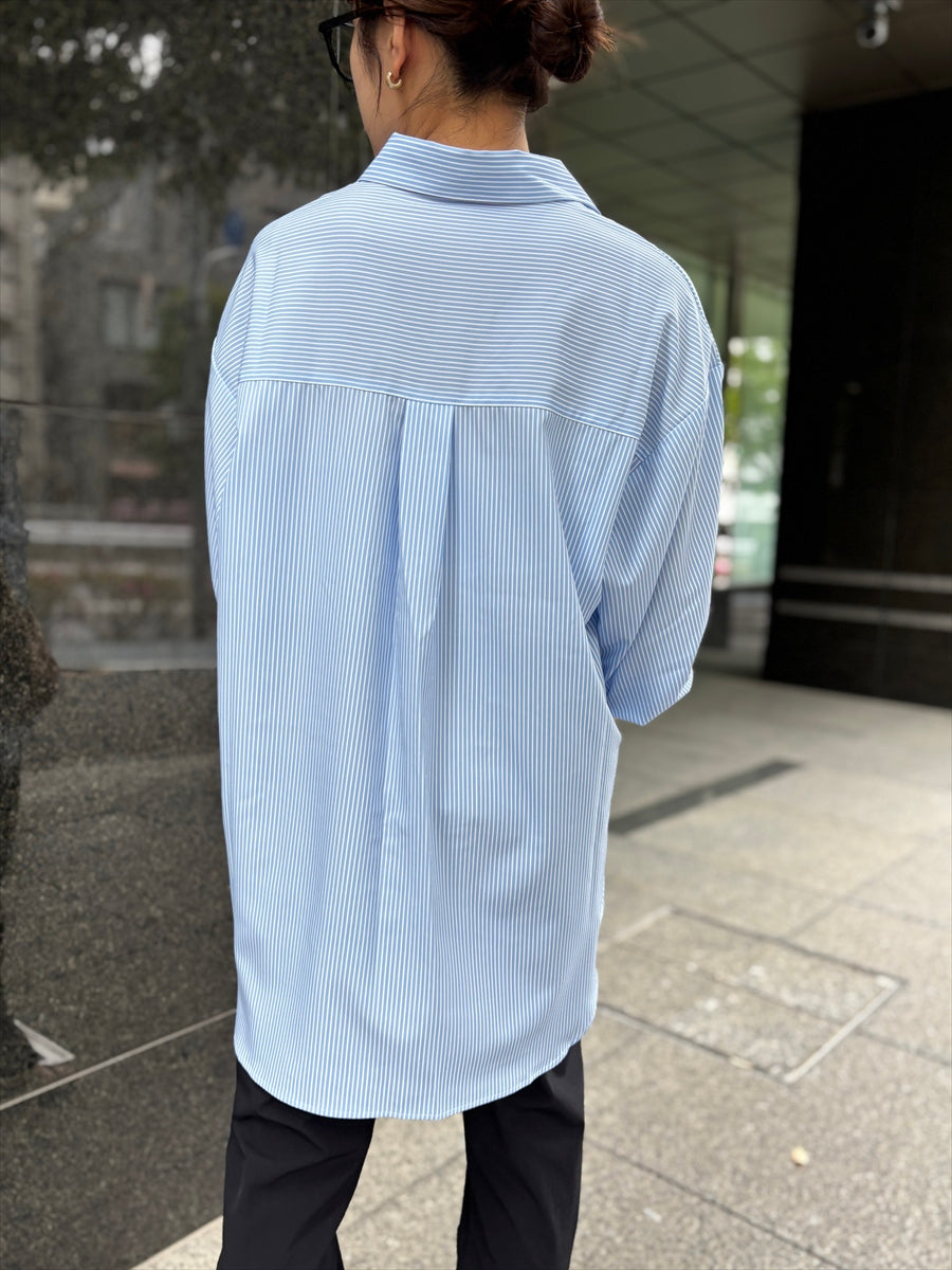 ストライプ柄シャツ　UVカット素材