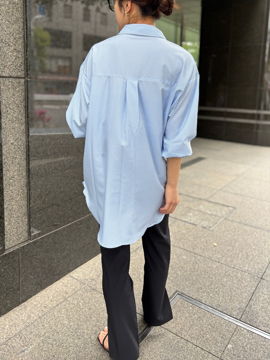 ストライプ柄シャツ　UVカット素材