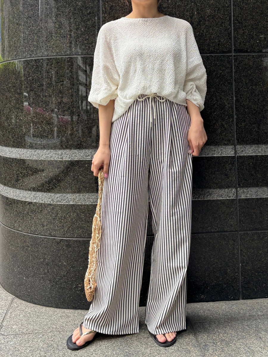 ストライプ柄イージーパンツ