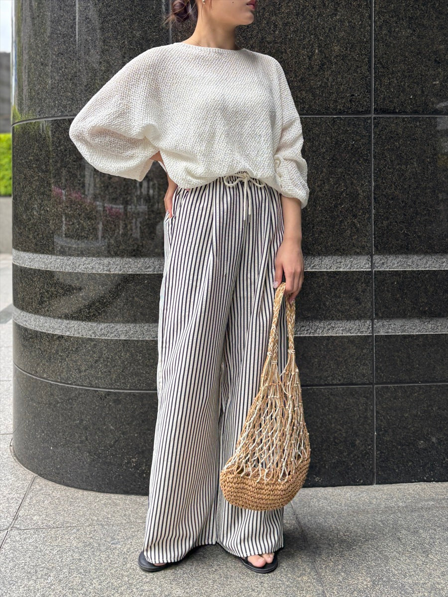 ストライプ柄イージーパンツ