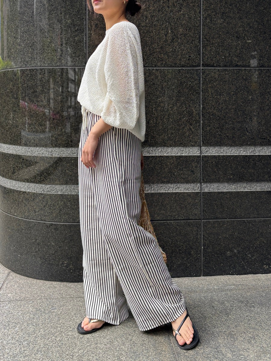 ストライプ柄イージーパンツ