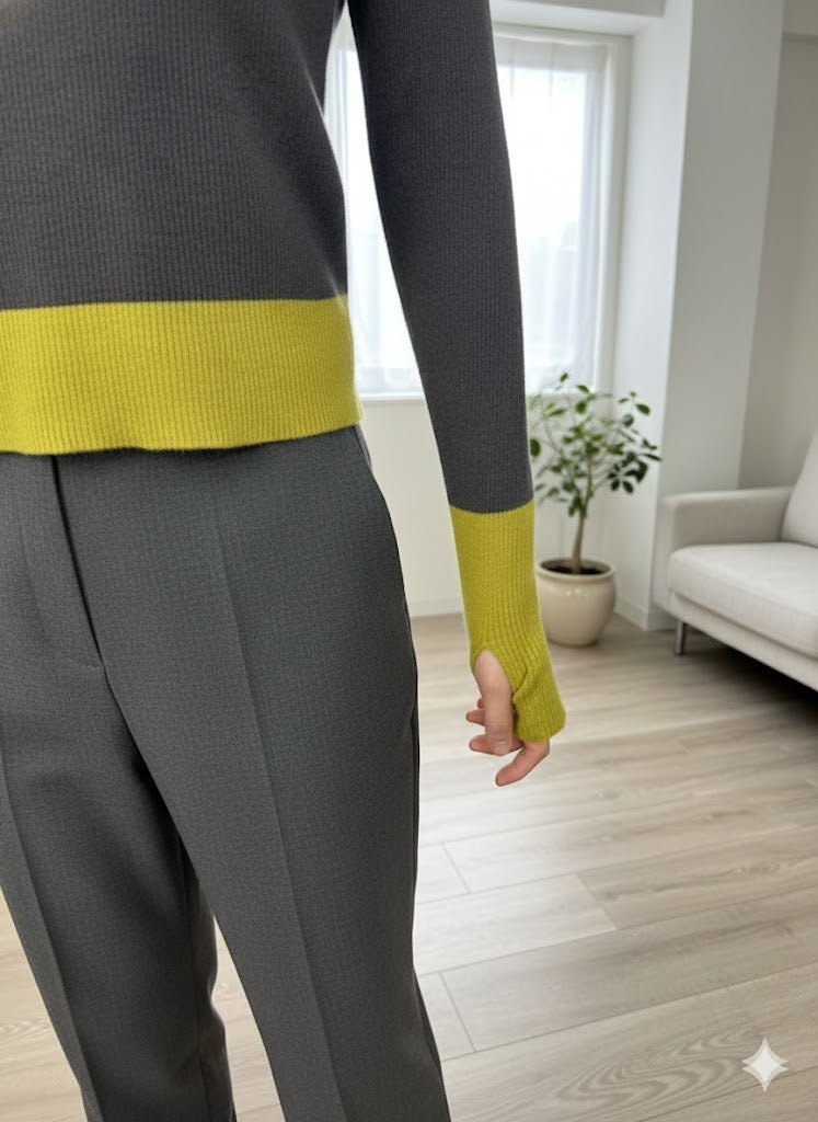 【洗練カラーコンビネーション】抜け感と洗練を両立！選べる6色 バイカラーポロニットプルオーバー