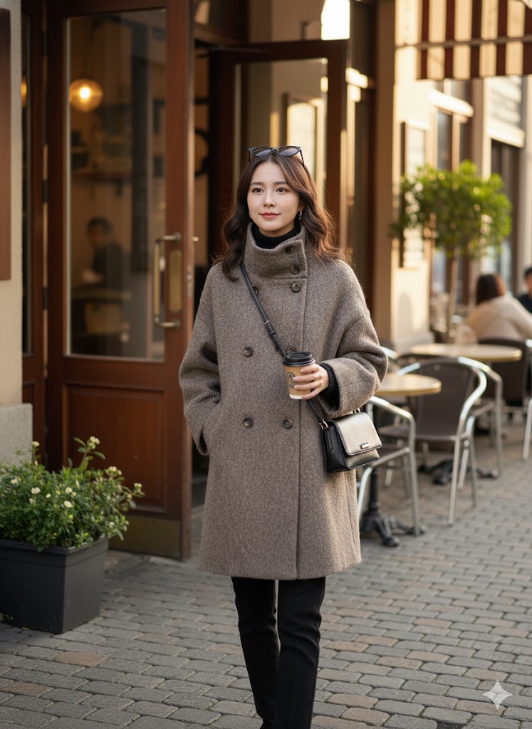 【ふんわりシャギー素材】スタンドカラーシャギートコート