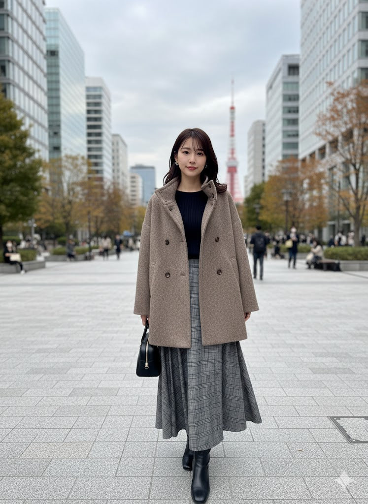 【ふんわりシャギー素材】スタンドカラーシャギートコート