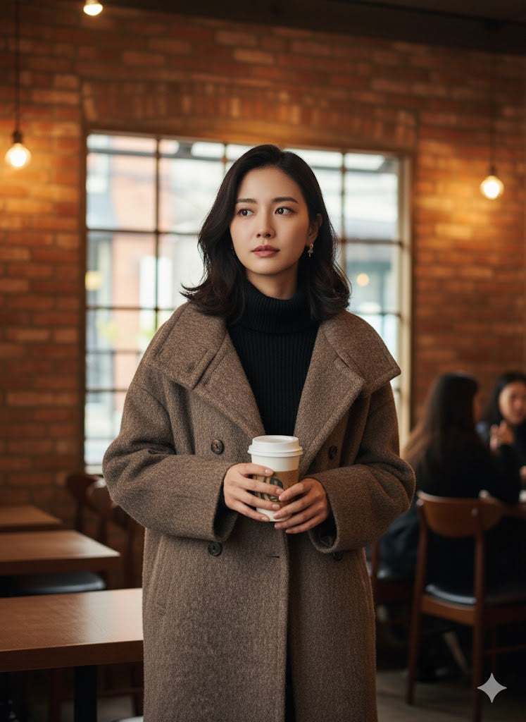 【ふんわりシャギー素材】スタンドカラーシャギートコート