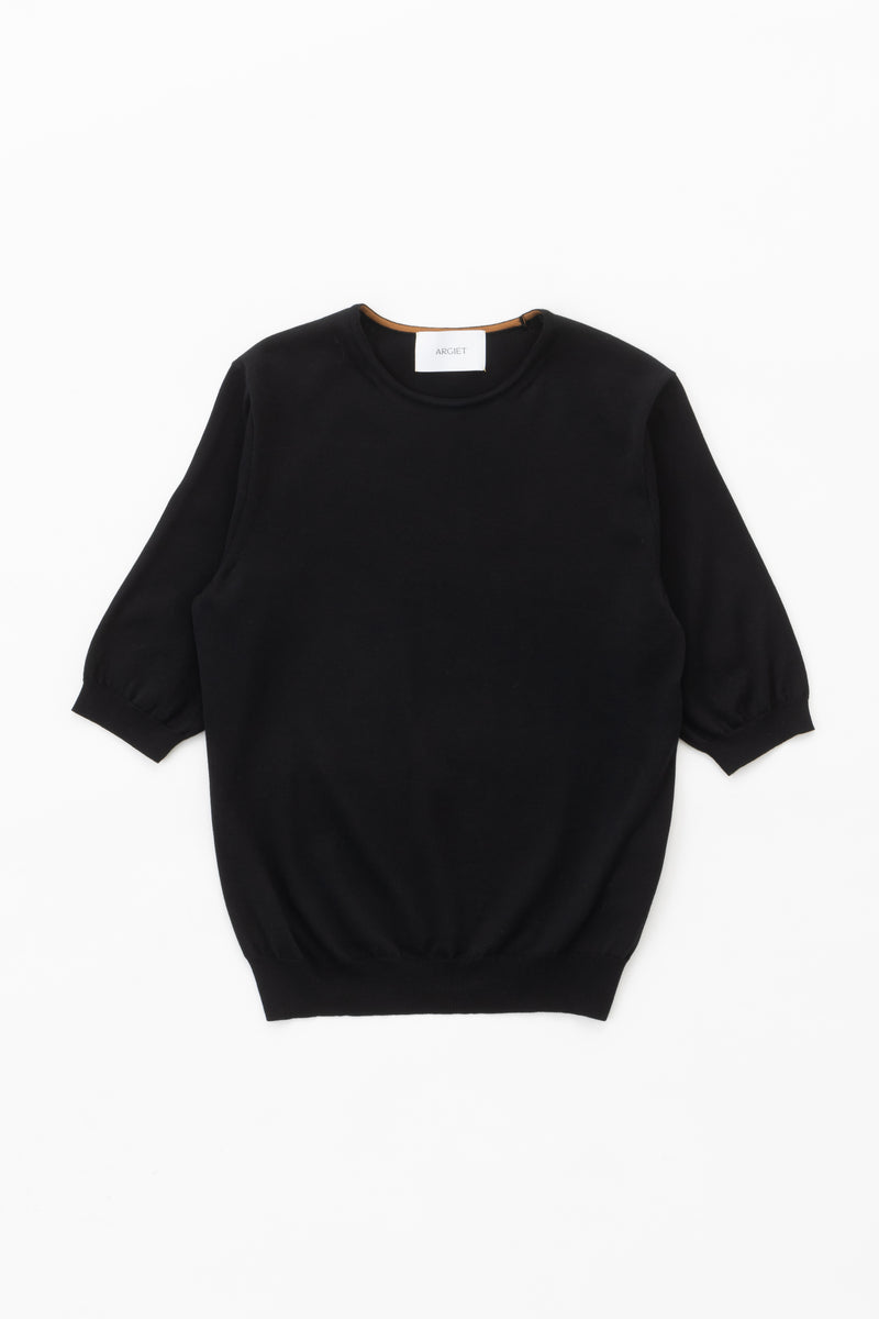 crew neck knit (Black)