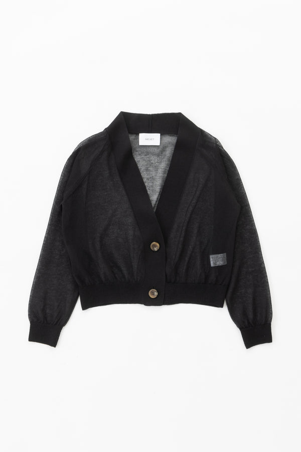 sheer knit cardigan (Black)