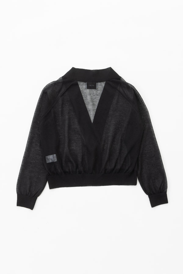 sheer knit cardigan (Black)