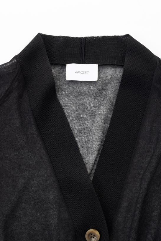 sheer knit cardigan (Black)