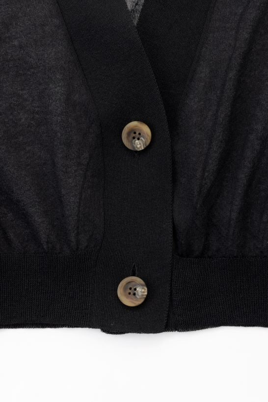 sheer knit cardigan (Black)