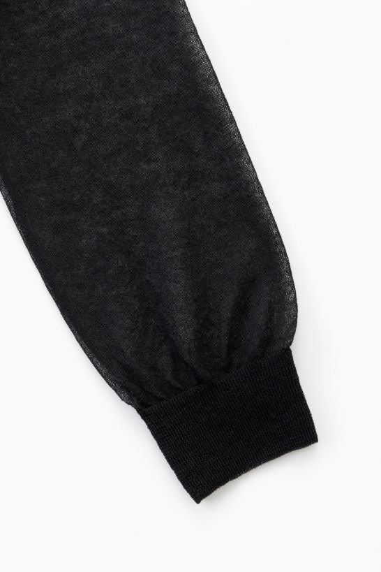 sheer knit cardigan (Black)
