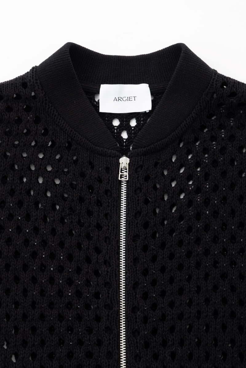 mesh blouson (Black)