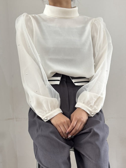 デザインスリーブブラウス