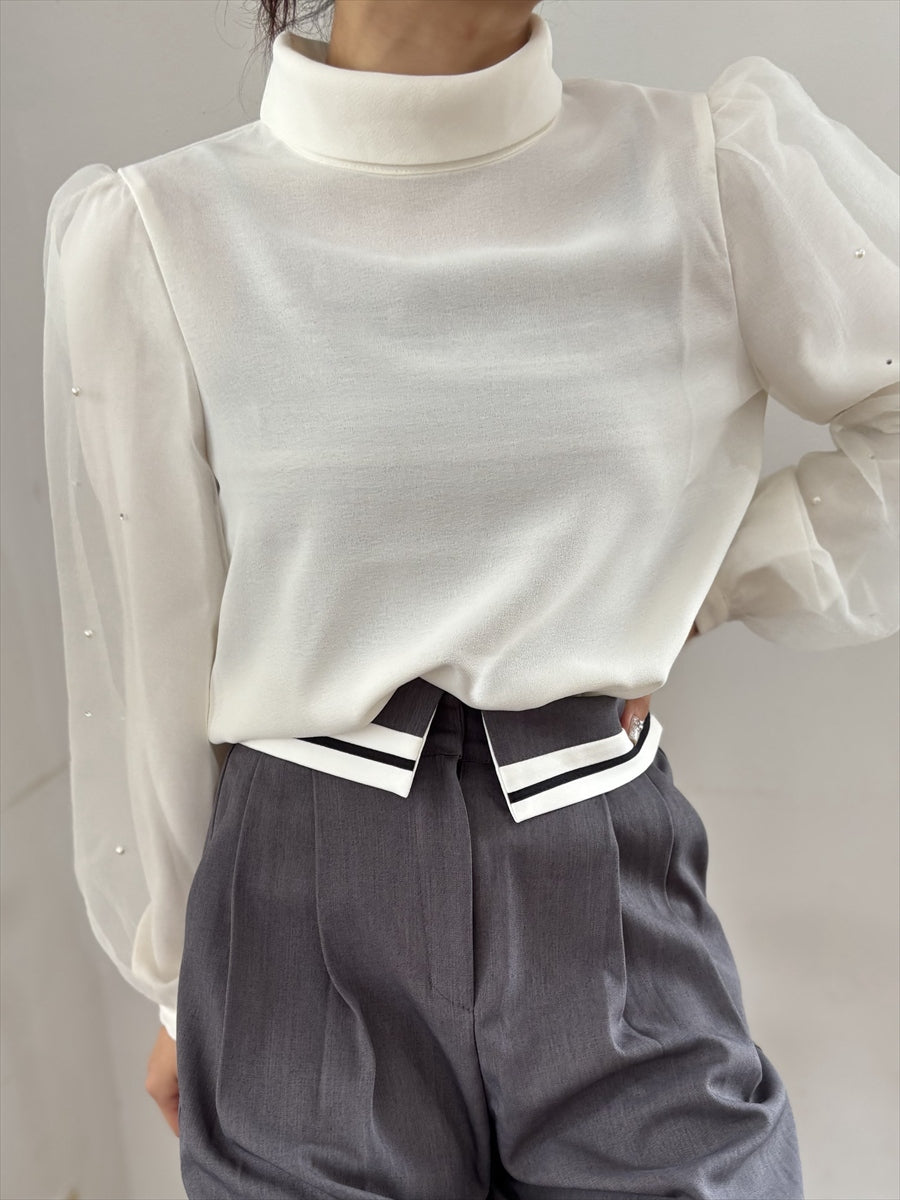 デザインスリーブブラウス