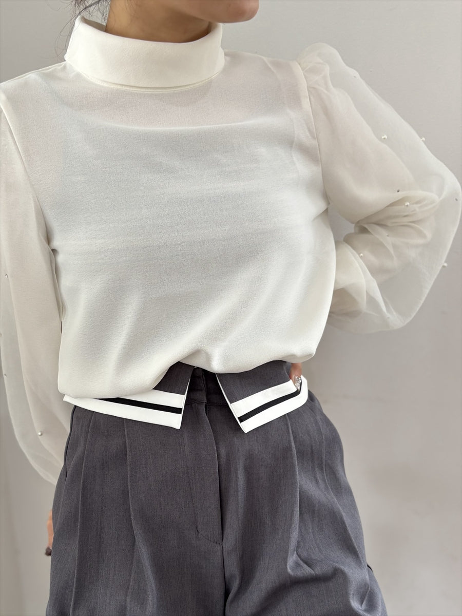 デザインスリーブブラウス