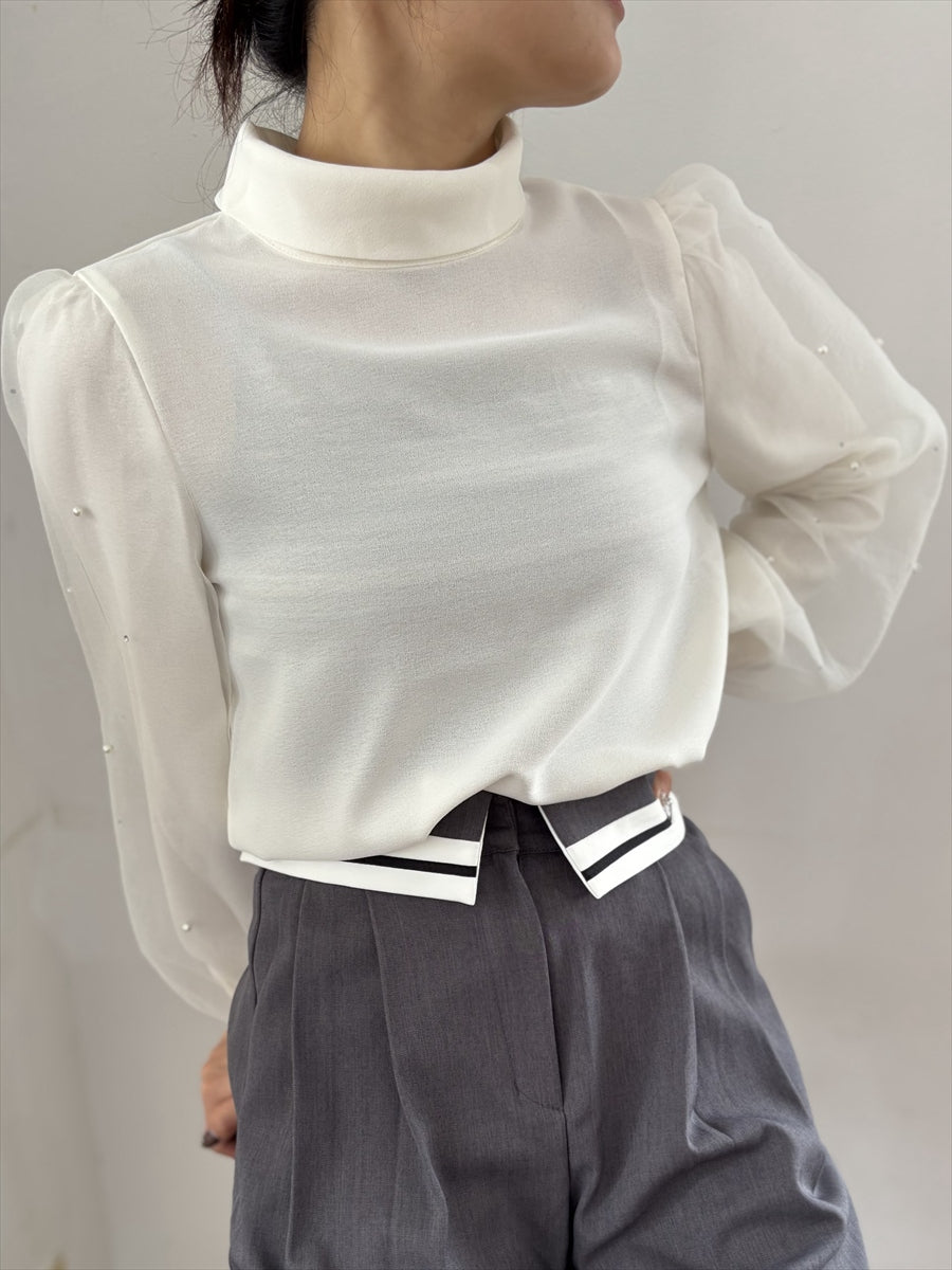 デザインスリーブブラウス