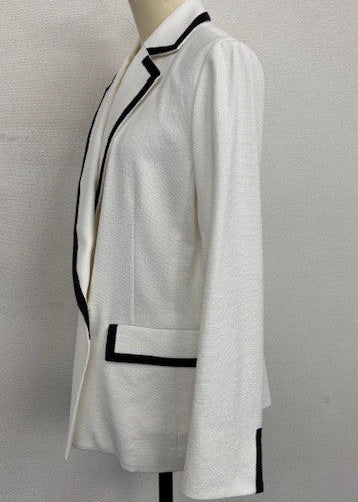 綿麻パイピング バイカラー テーラードジャケット｜軽やか・ストレッチ・きれいめ・オフィス・セレモニー