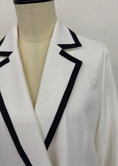 綿麻パイピング バイカラー テーラードジャケット｜軽やか・ストレッチ・きれいめ・オフィス・セレモニー