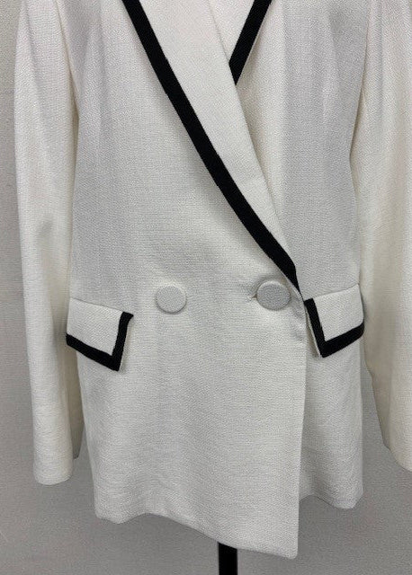 綿麻パイピング バイカラー テーラードジャケット｜軽やか・ストレッチ・きれいめ・オフィス・セレモニー