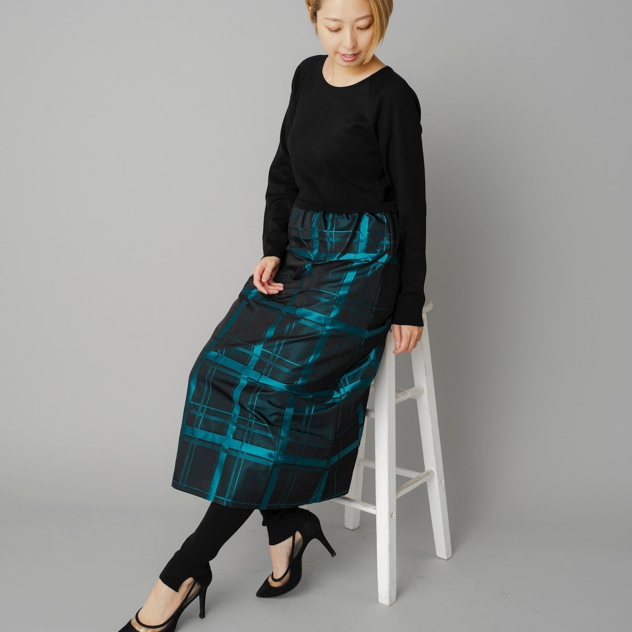 異素材使いニットワンピース / Brand:CONTRESSE