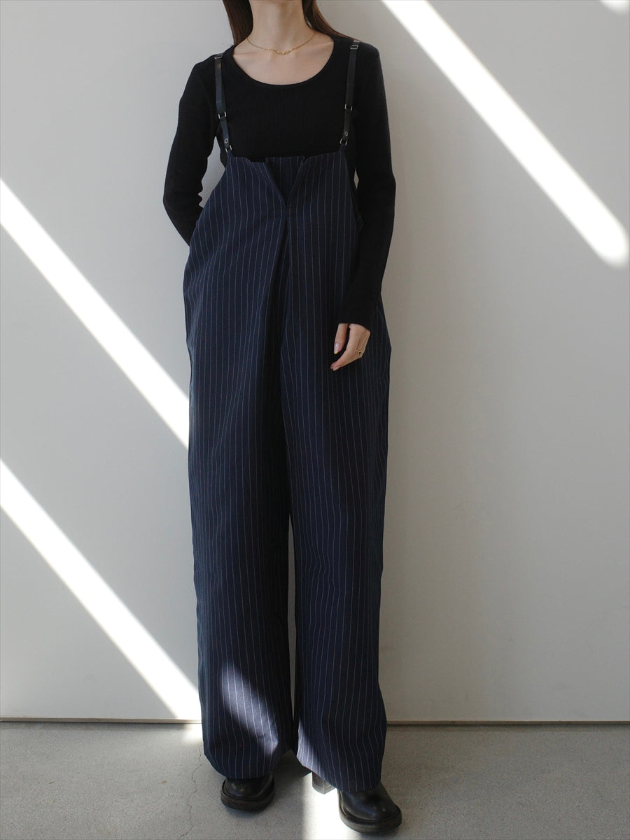 ストライプタック　ジャンプスーツ/ネイビー